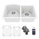 preview thumbnail 1 of 17, Karran Undermount Quartz 32 in. 60/40 Double Bowl Kitchen Sink Kit White