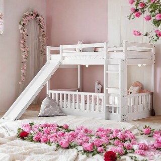 Twin Over Twin Bunk Bed With Convertible Slide and Ladder for Bedroom
