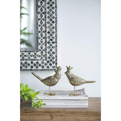 Standing Birds with Crown - 7" - Gold - Set of 2