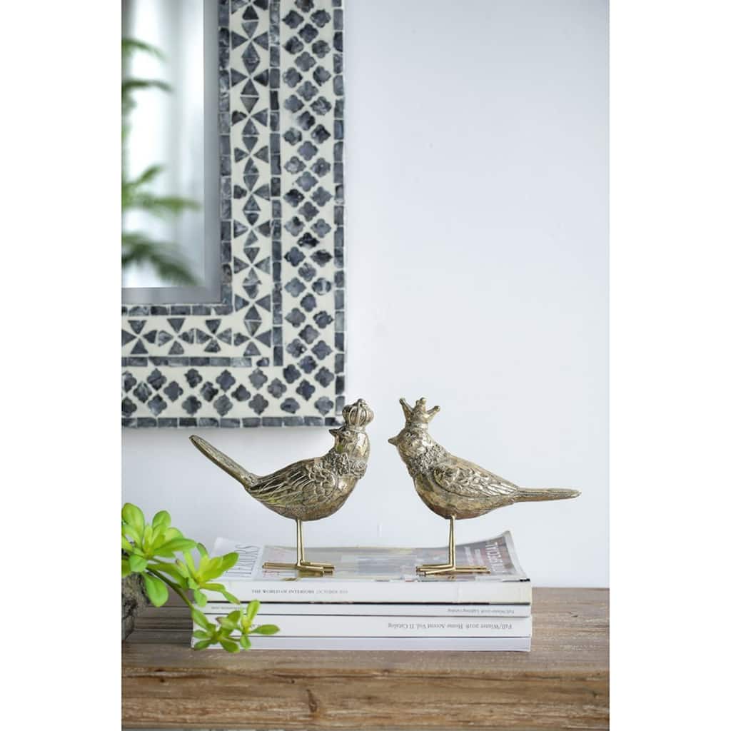 Standing Birds with Crown - 7" - Gold - Set of 2