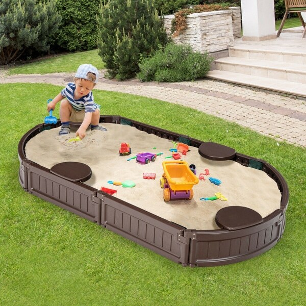 Sandbox with Built-in Corner Seat and Bottom Liner - 72