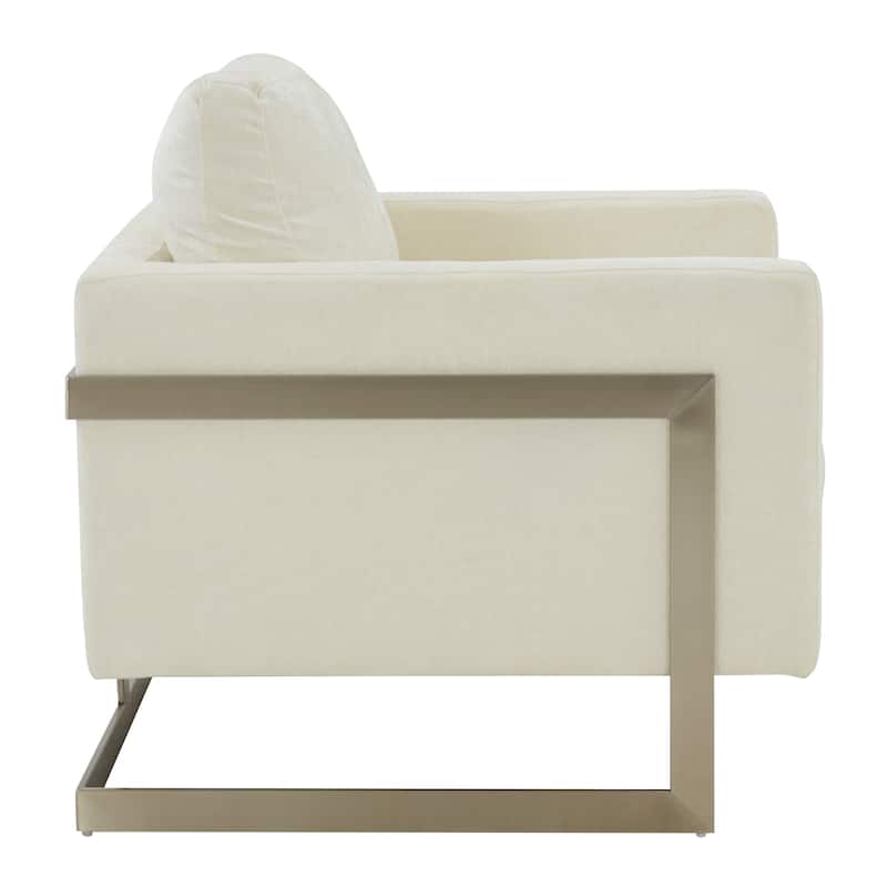 Modrest Prince Contemporary Off White Fabric and Silver Accent Chair
