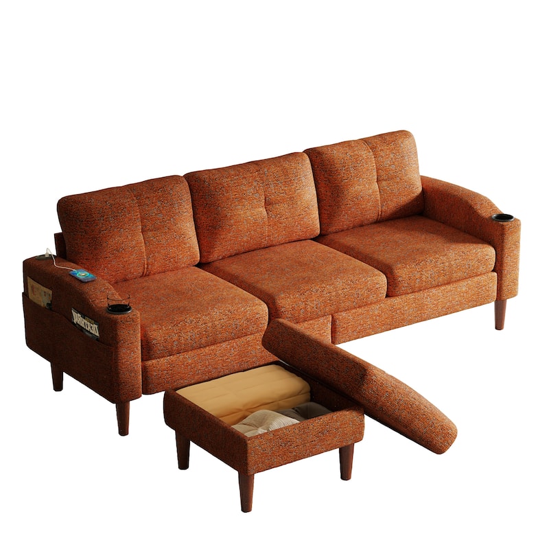 Convertible Combination Sofa Sofa L-Shaped Sofa With Footstools With Storage,3-Seater Combination Sofa