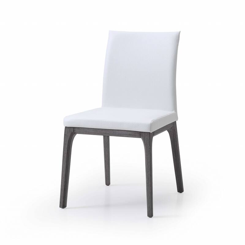 HomeRoots Set of Two White And Gray Upholstered Faux Leather Dining Side Chairs