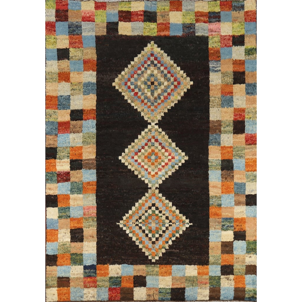 Checkered Moroccan Oriental Area Rug Handmade Wool Carpet - 6'0" x 7'8"