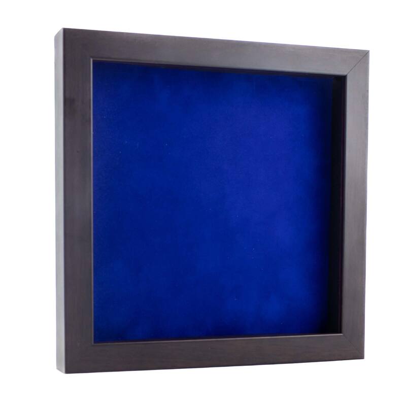 20x20 Shadow Box Frame Brown Walnut Wood | With a 3/4" Usable Display Depth | Includes a Royal Blue Real Suede Texture Acid-Free - Holds 20x20 Photo