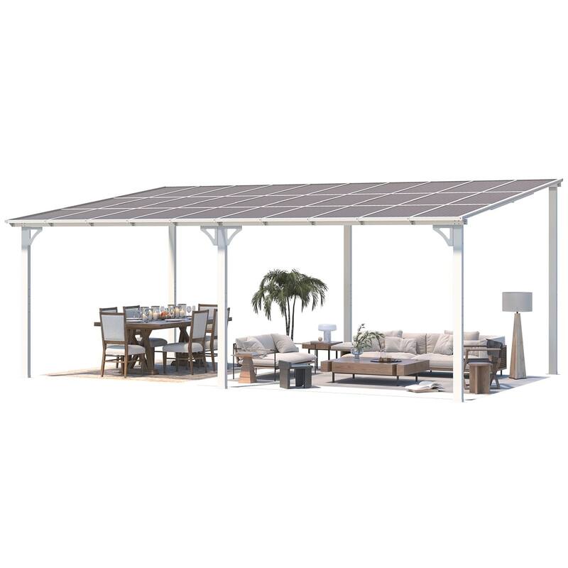 12x20ft Lean to Gazebo Hardtop Wall Mounted Gazebo