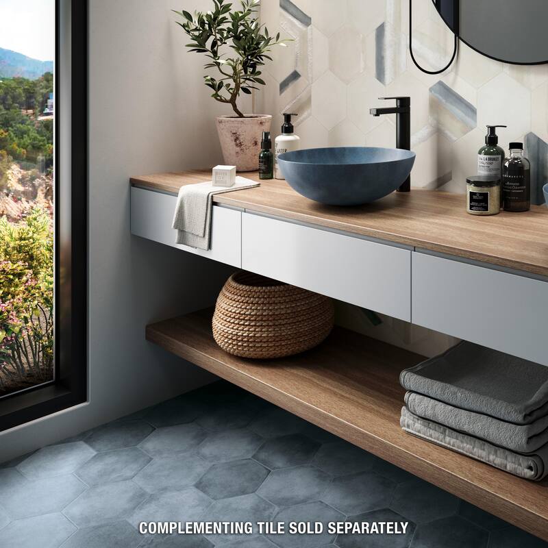 Merola Tile Matter Hex Blue 7-7/8" x 9" Porcelain Floor and Wall Tile