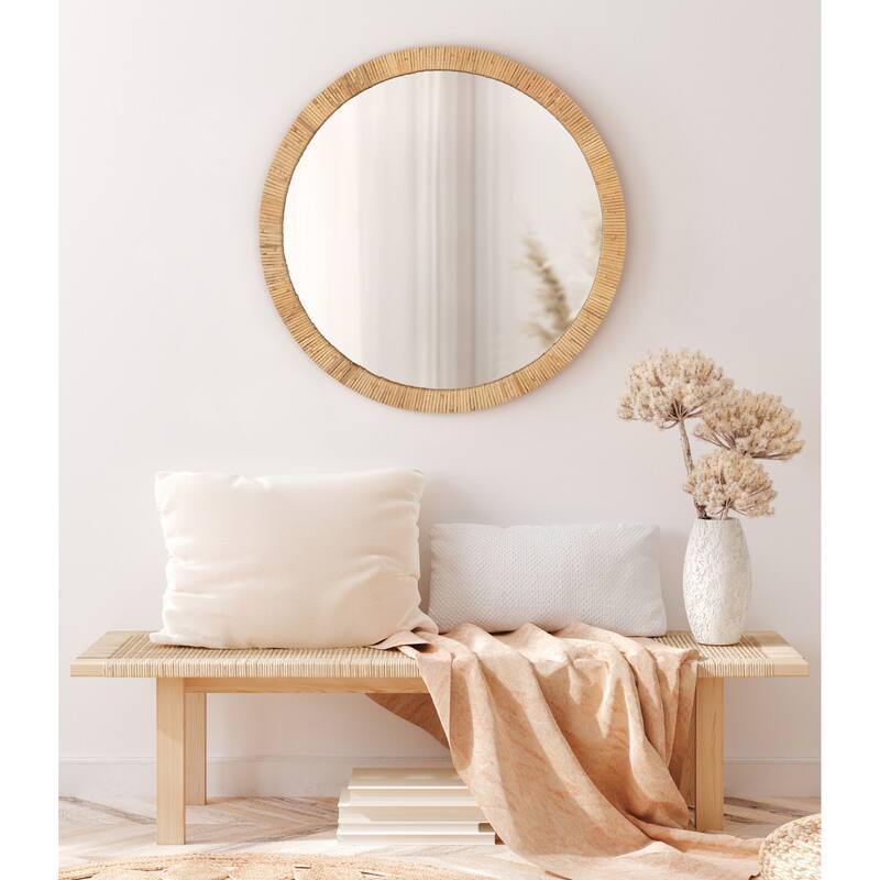 Kate and Laurel Rahfy Framed Wall Mirror - 28" Diameter