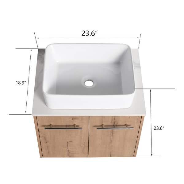 dimension image slide 6 of 8, Beingnext 24"/30" Single Bathroom Vanity with Sink, Floating Bathroom Vanity with 2 Soft Close Doors