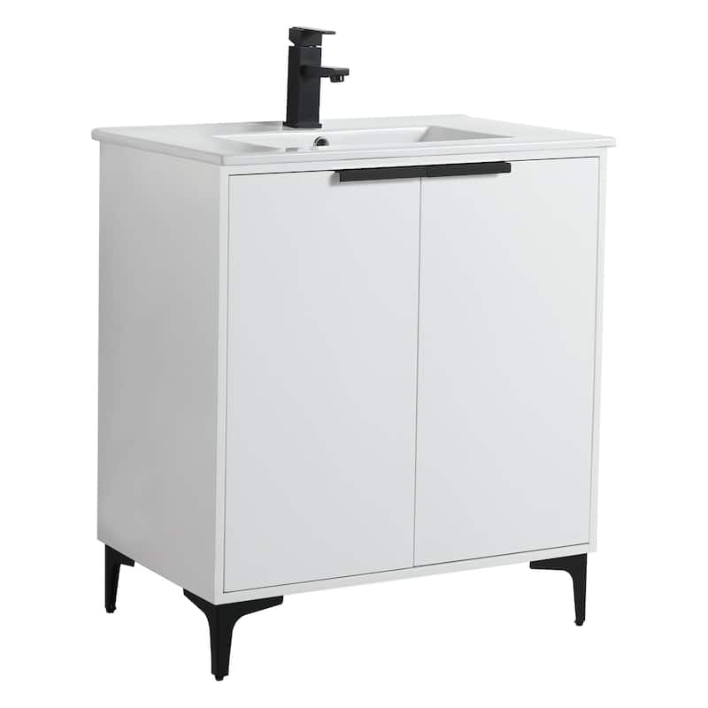Fine Fixtures Wilmington Bathroom Vanity with White Ceramic Sink.