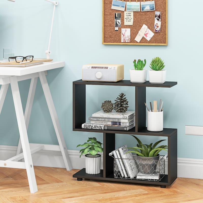 24 Inch 3-Tier Geometric Bookshelf with Thick Foot Pads - 24" x 8" x 24"
