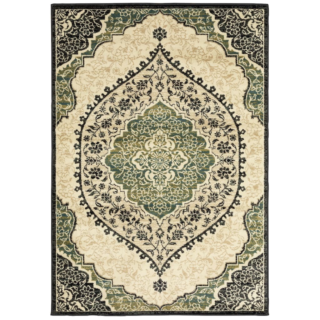 Style Haven Prentiss Overscale Medallion Ivory/ Navy Area Rug