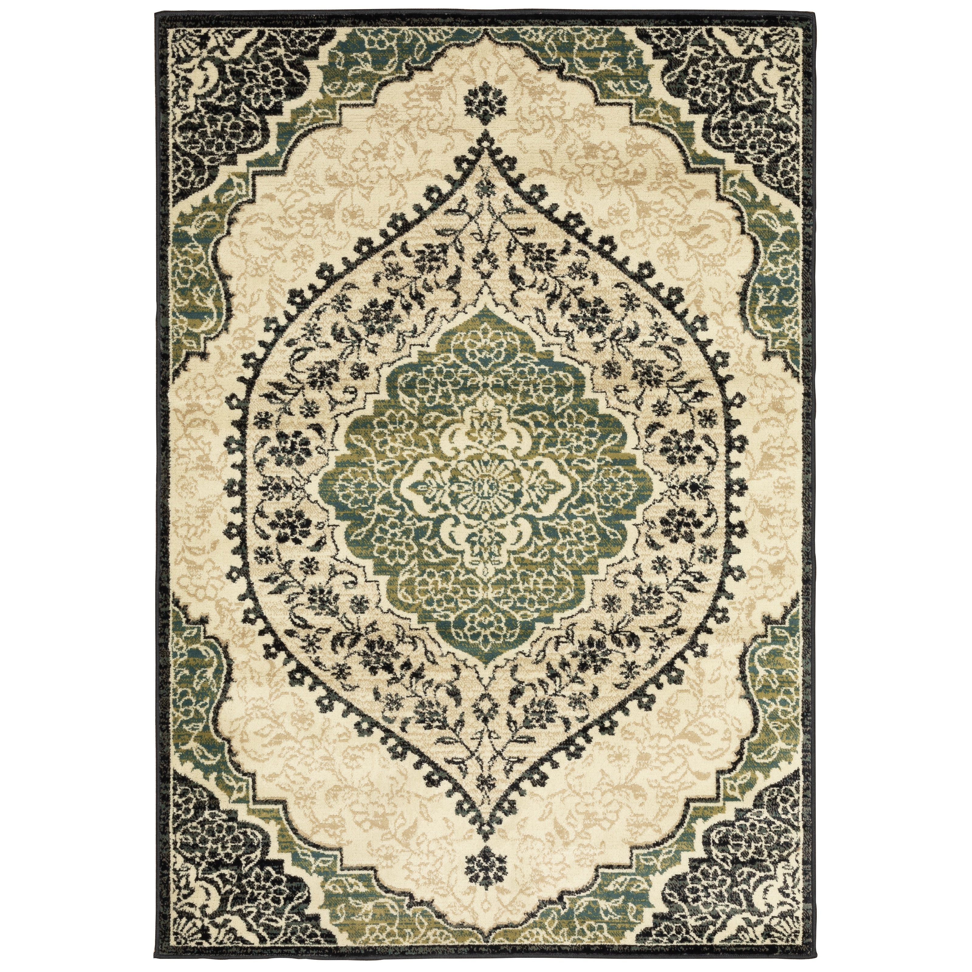 Style Haven Prentiss Overscale Medallion Ivory/ Navy Area Rug
