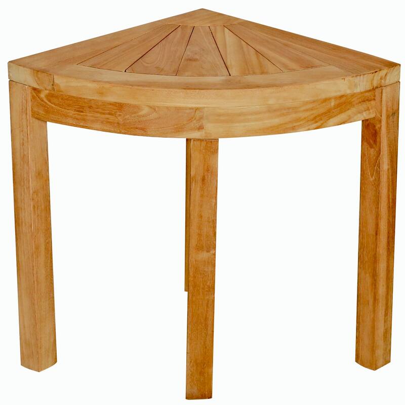 Seven Seas Teak Rustic Teak Wood Corner Shower Stool