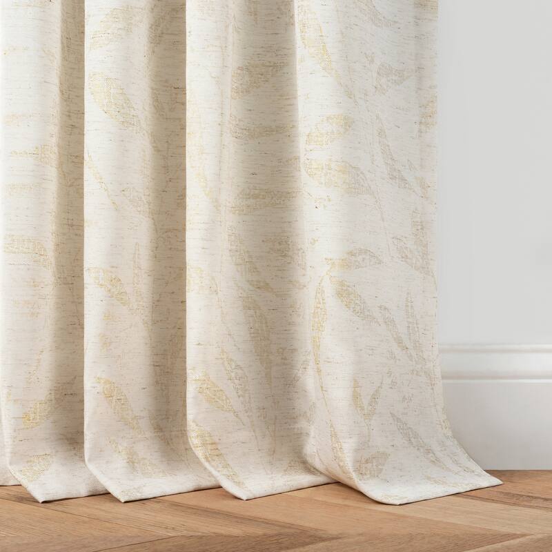 Martha Stewart Metallic Leaves Poletop Curtain Panel Pair