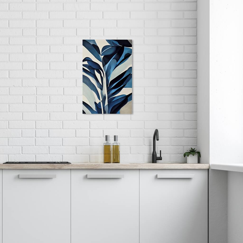 Wynwood Studio Canvas Floral and Botanical Azule Fern Blue and Tropical Wall Art Canvas Print - Blue, White