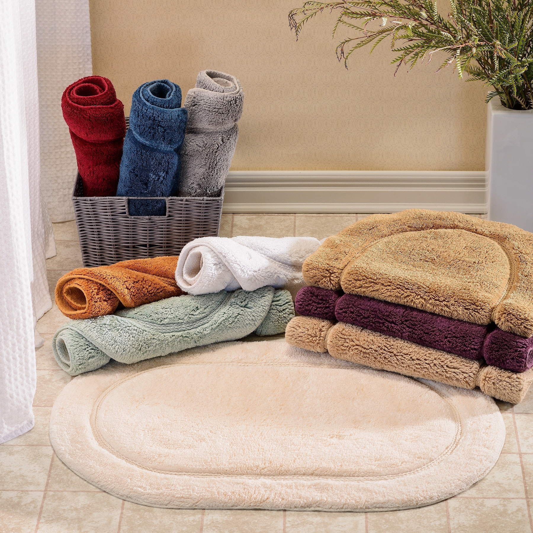 Superior Cotton Non slip Oval Bath Rug Set of 2 On Sale Bed Bath Beyond 9378041