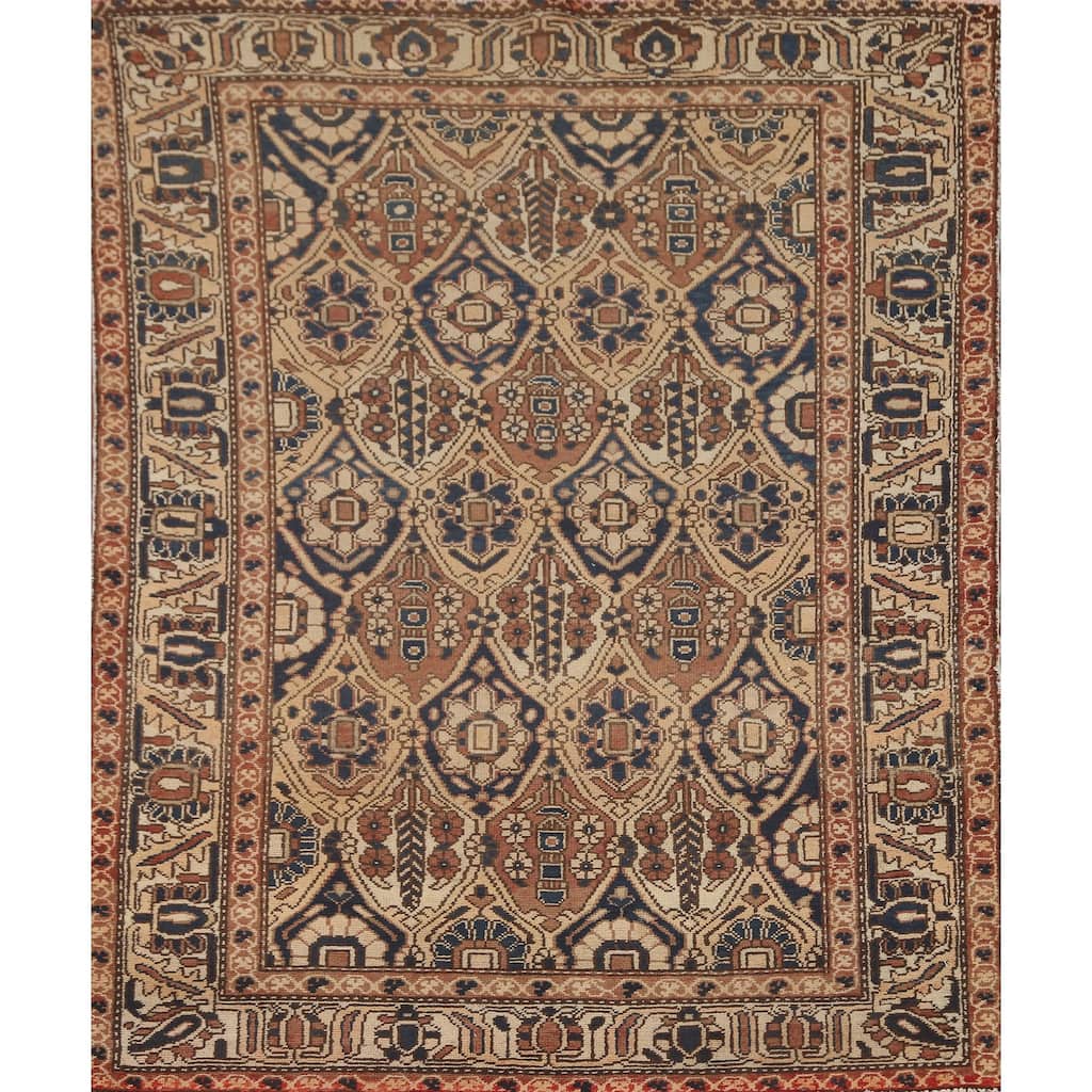 Vegetable Dye Bakhtiari Persian Vintage Rug Hand-Knotted Wool Carpet - 5'0" x 6'3"