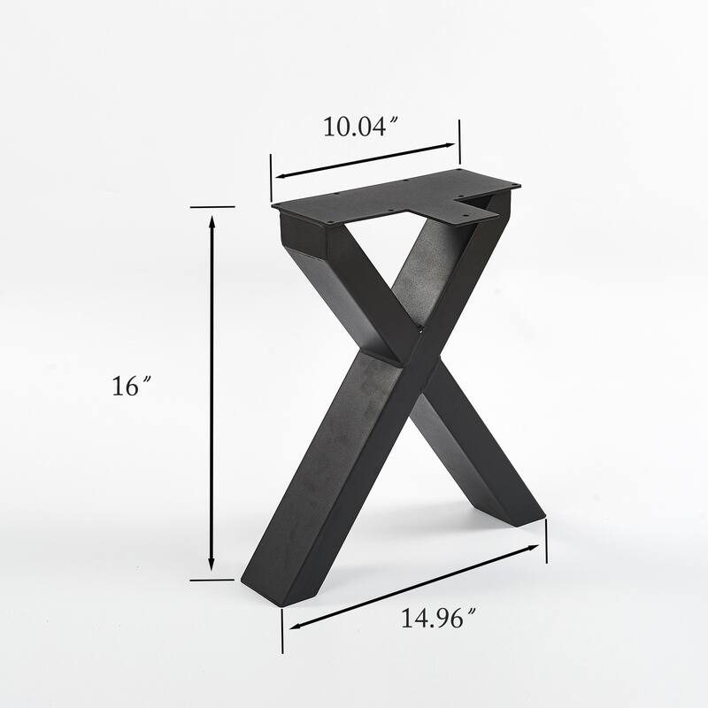 X-Type Iron Solid Metal Furniture Table Legs - 16" (2 pc)