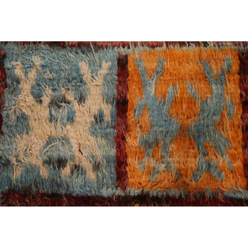 Hand Knotted Oriental 100% Wool Carpet Modern Tribal Red Moroccan Area Rug - 9' 9'' X 6' 8''