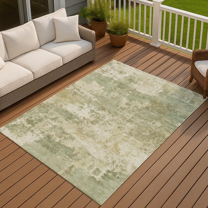 Machine Washable Indoor/ Outdoor Modern Jenna Chantille Rug - Celery - 2'6" x 3'10"
