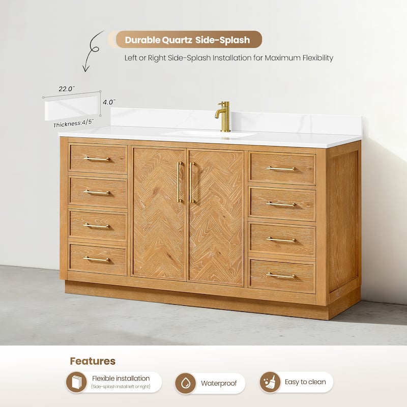 Jakarta Bath Vanity with Quartz Stone Top without Mirror