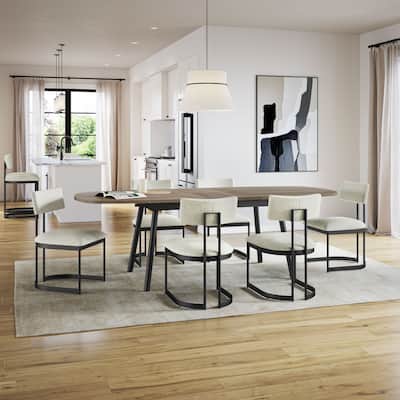 Amisco Gibson Extendable Table and Lucio Chairs 7-Pieces Dining Set