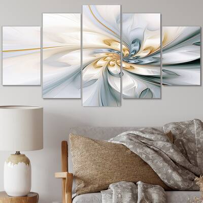 Designart "Fractal Flower Tender White Sensitivity I" Fractals Multipanel Canvas Wall Art set