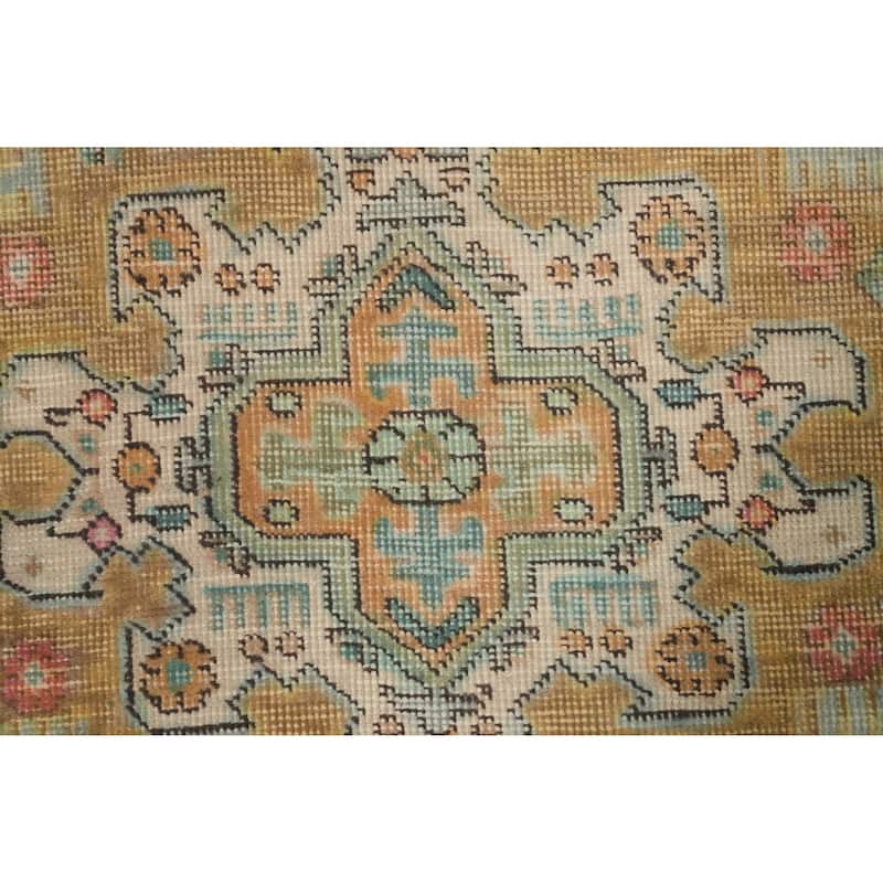 Hand Knotted Oriental 100% Wool Carpet Traditional Medallion Oranges & Rust Tabriz Area Rug - 9' 7'' X 6' 7''