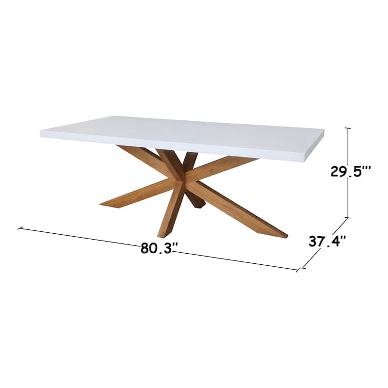 Outdoor Teak Patio Dining Table with Polystone Top
