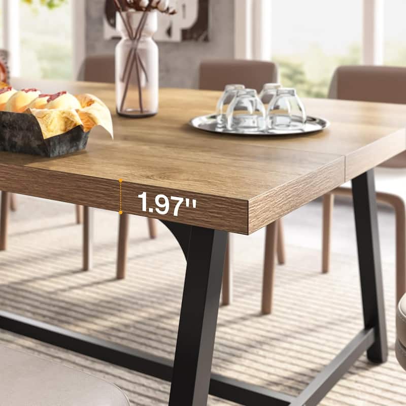 Dining Table for 8 People, 70.87-inch Rectangular Wood Kitchen Table