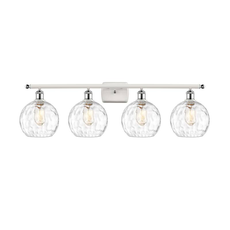 Innovations Lighting Athens Water Glass - 4 Light 36" Bath Vanity Light - 8"Shade - Clear Water Glass/White and Polished Chrome Finish