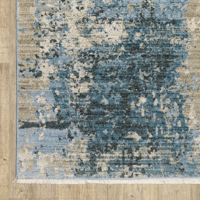 Style Haven Boulevard Power-Loom Recycled P.E.T. Abstract Blue/ Beige Rug-