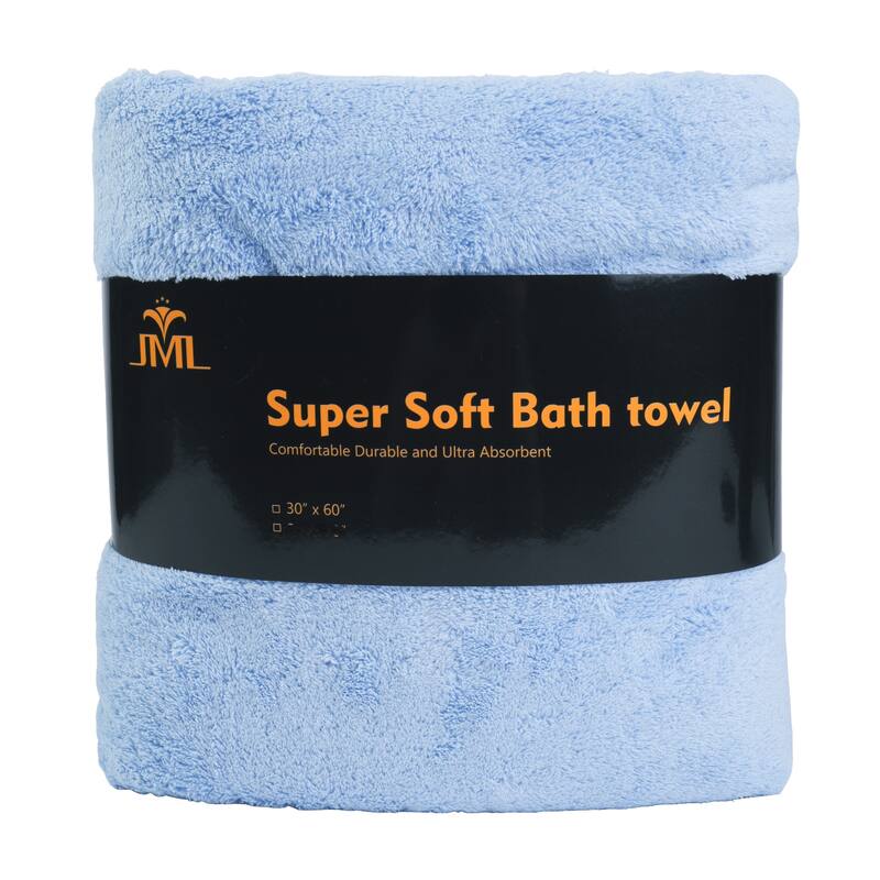 350GSM Softest Plush Fleece Towel Set Highly Absorbent Towels with Loop - Blue