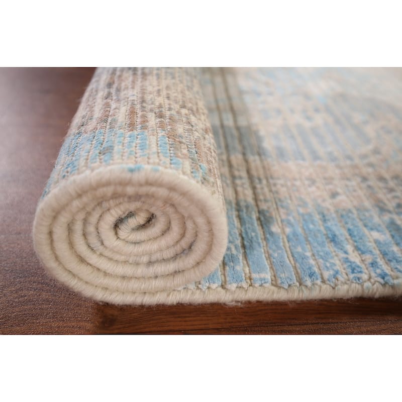 Striped Abstract Accent Rug Handmade Wool Carpet - 2'9" x 5'0"