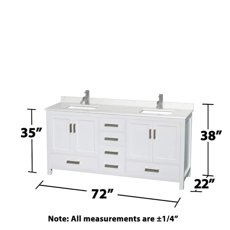 Sheffield 72-inch Double Vanity, Single Hole Quartz Top