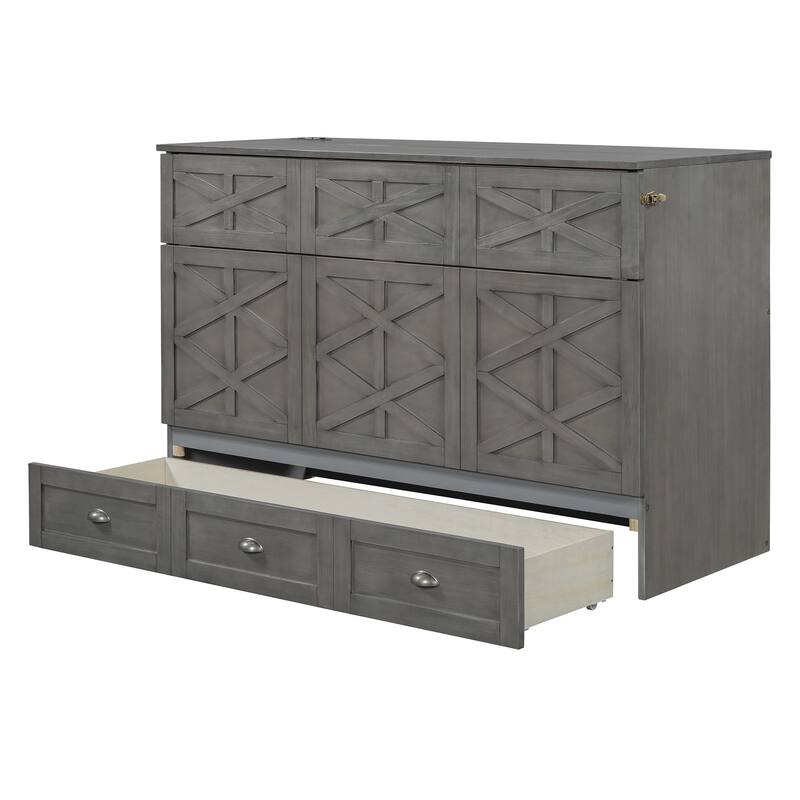 Modern Style Murphy Bed with Large Versatile Storage Drawers for Bedroom