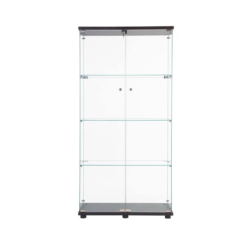 LED Strip Light Two Door Glass Cabinet