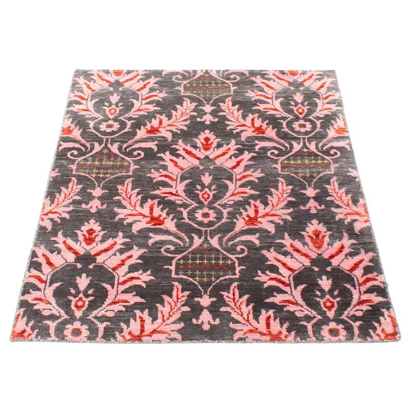 ECARPETGALLERY Hand-knotted Mystique Dark Grey Wool Rug - 4'8 x 6'2