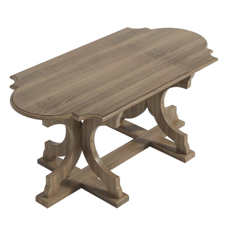 GALANO Doynton 39.4 in. Oval Solid Wood Top Coffee Table
