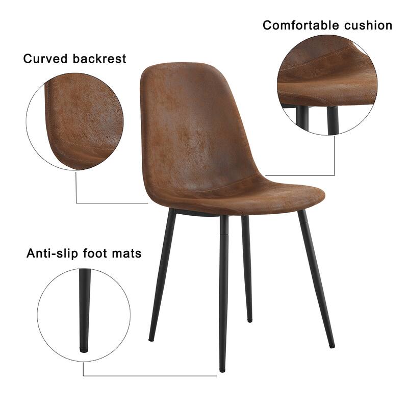 5-Piece Modern Medieval Dining Table Set with 4 Upholstered Chairs, Rustic Industrial Wood Dining Table for Dining Room