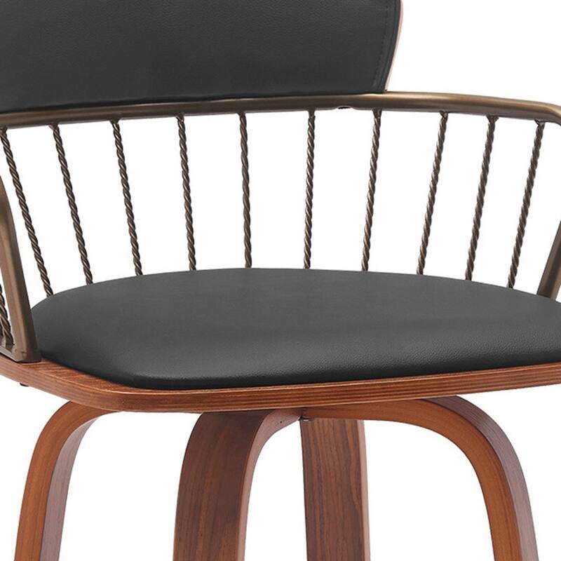 Faux Leather Counter Height Bar Chair with Arms, Swivel and Footrest