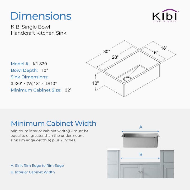 Handcrafted Undermount Single Bowl Stainless Steel Kitchen Sink