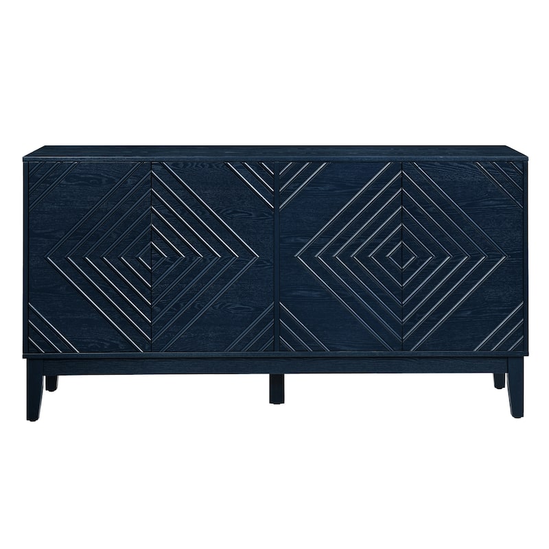 60.5" Farmhouse Fluted Sideboard Buffet with Storage & Adjustable Shelves
