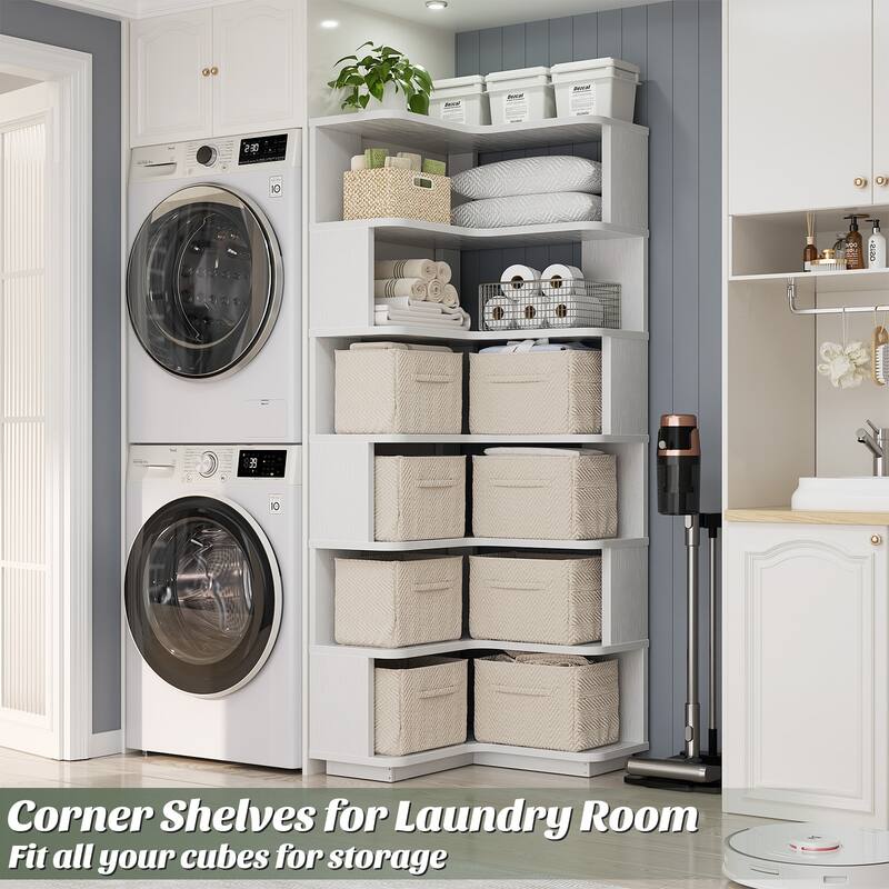 6-Tier Corner Bookcase, Freestanding Display Storage Book Shelf