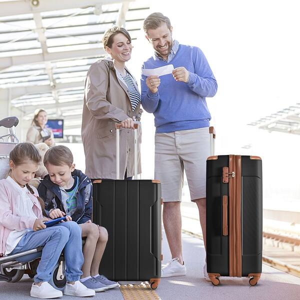 Black+Brown Luggage Sets Piece Travel Suitcase Sets Spinner