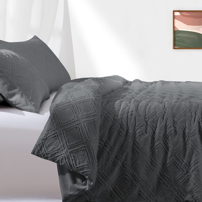 Soft Microfiber Clipped Duvet Cover & Pillowcase Set