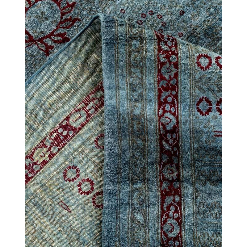 Overton Hand Knotted Wool Vintage Inspired Modern Contemporary Overdyed Gray Area Rug - 9' 1" x 12' 3"
