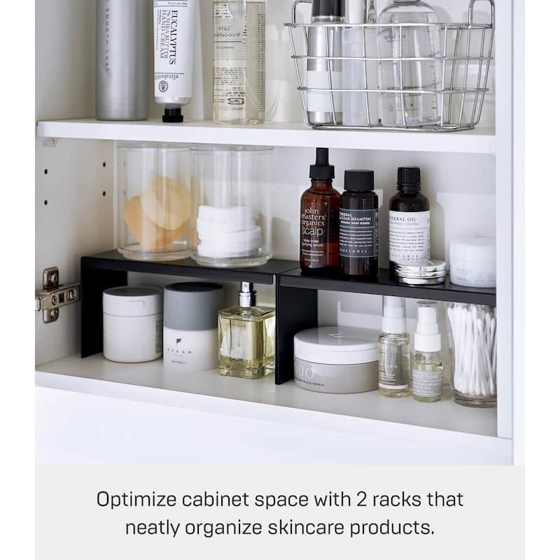 Yamazaki Home Medicine Cabinet Riser - Set of 2, Steel, Holds 4.4 lbs - L 3.15 x W 8.66 x H 3.94 inches